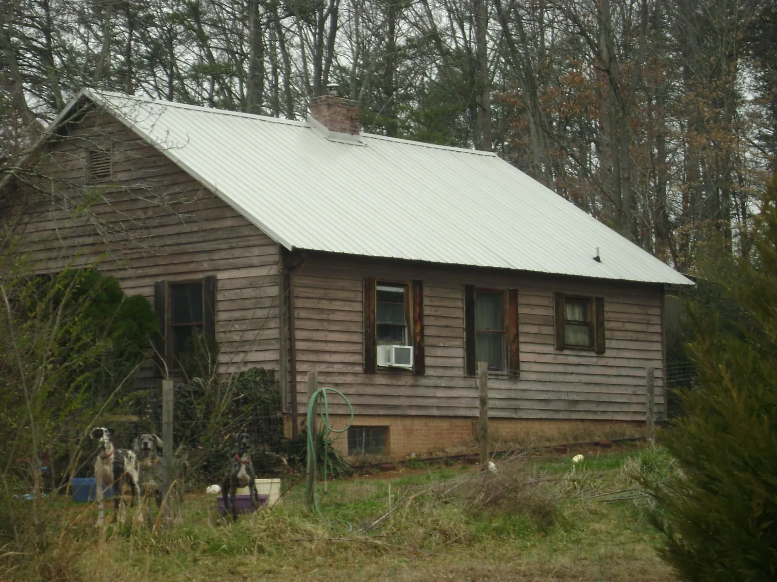 White metal roof on an old wood sided farmhouse, from a Metal Roof Installation job in Dillon